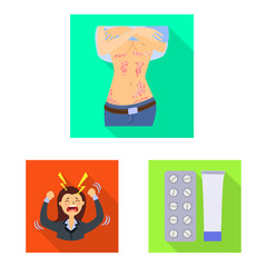 Isolated object of dermatology and disease symbol. Set of dermatology and medical stock symbol for web.