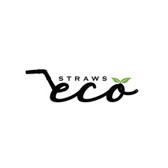 Eco Straws typography set Healthy Save Earth logo icon vintage modern look 