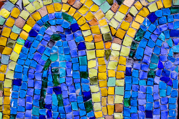 Diagonal colorful mosaic texture on the wall © Torkhov