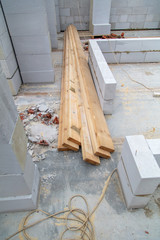 Foam bricks in a house under construction
