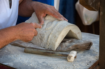 Chisel for sculpting stone, artistic work