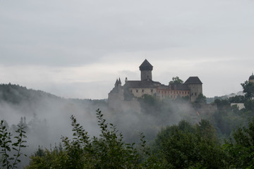 castle Sovinec in morning mists