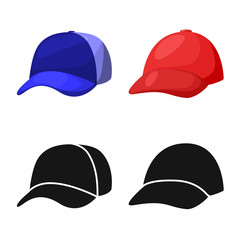 Vector illustration of clothing and cap icon. Set of clothing and beret stock vector illustration.