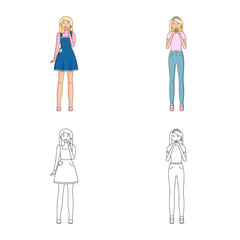Isolated object of posture and mood symbol. Collection of posture and female stock symbol for web.