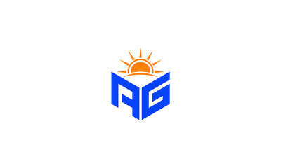 Abstract polygonal Letter Logo, hexagon letter logo, polygonal Letter with Sun Logo sing and Symbol, monogram logo, Sun logo design, sunset logo