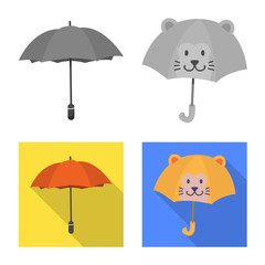 Isolated object of protection and closed logo. Set of protection and rainy vector icon for stock.