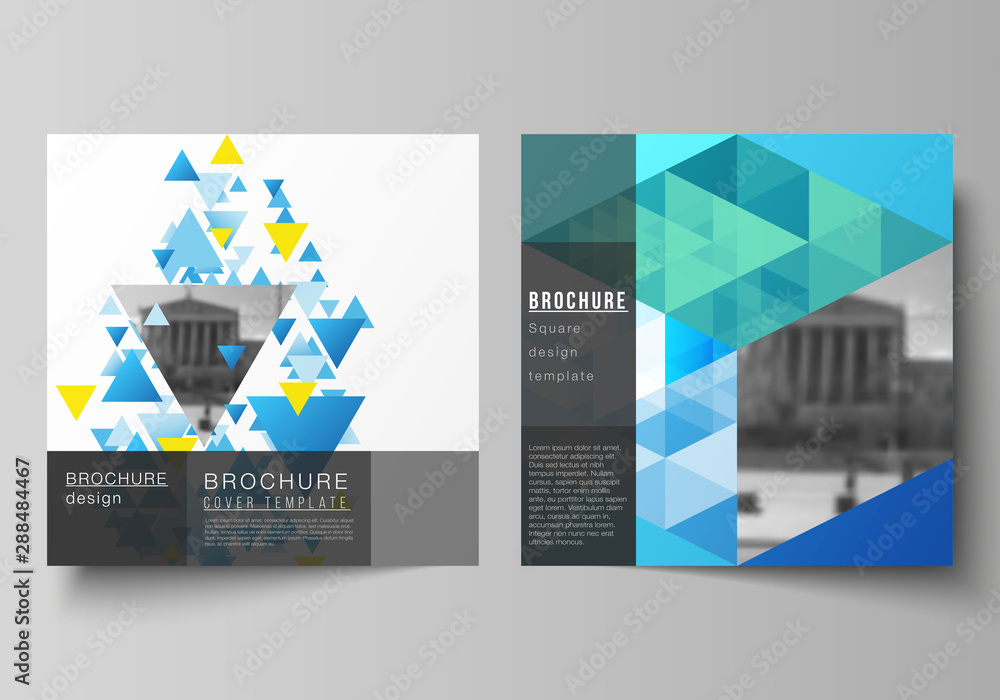 Poster the minimal vector illustration of editable layout of two square format covers design templates for 