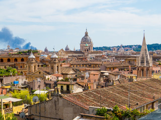 Fototapeta premium Summer fire in Rome, Italy