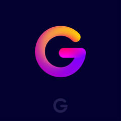 G Logo. G Monogram, gradient letter on a black background. Monochrome option.