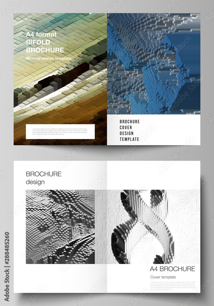 Poster vector layout of two a4 format modern cover mockups design templates for bifold brochure, flyer, ann
