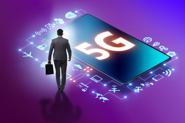 Businessman in 5g high internet speed concept