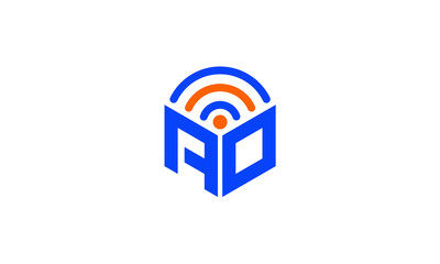 Abstract polygonal Letter Logo, hexagon letter logo, polygonal Letter with WiFi Logo sing and Symbol, monogram logo, WiFi logo design,communication logo