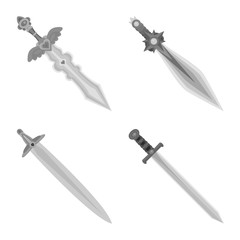 Isolated object of sharp and blade sign. Set of sharp and dagger stock vector illustration.