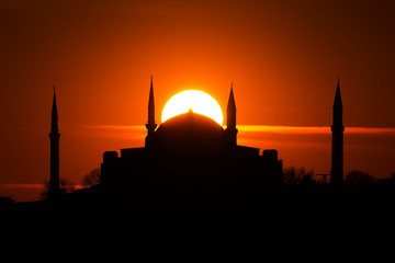 Hagia Sophia Silhouette at  Sunset