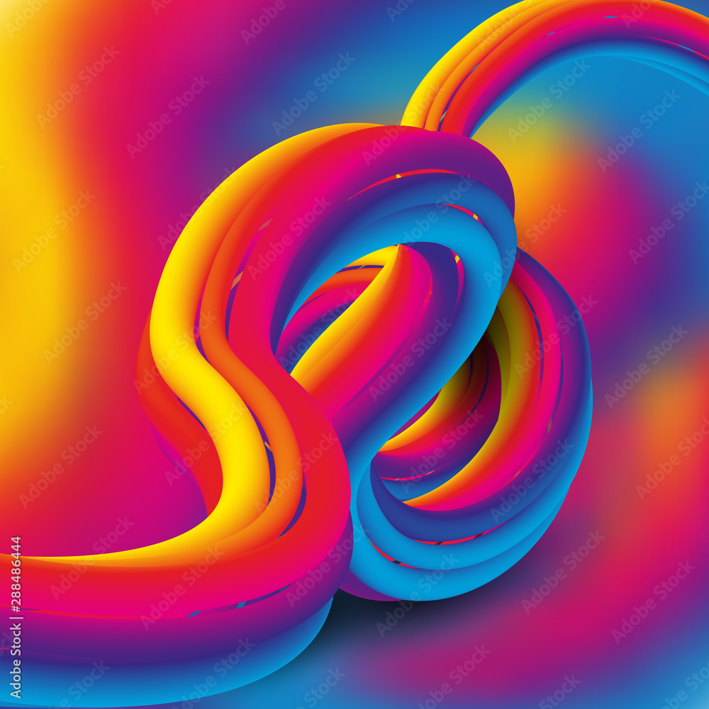 Poster colorful geometric background with fluid gradient 3d flow shapes composition. futuristic technology 