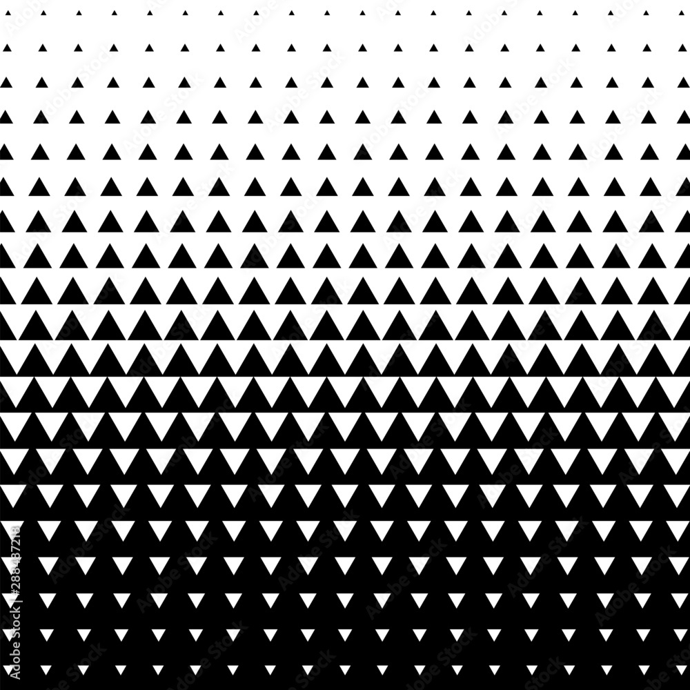 Wall mural halftone triangle abstract background. black and white vector pattern.
