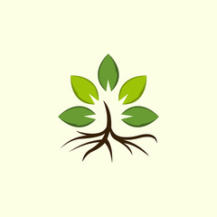Tree Leaf Plant Root Naturally Icon Logo Design Template Element Vector