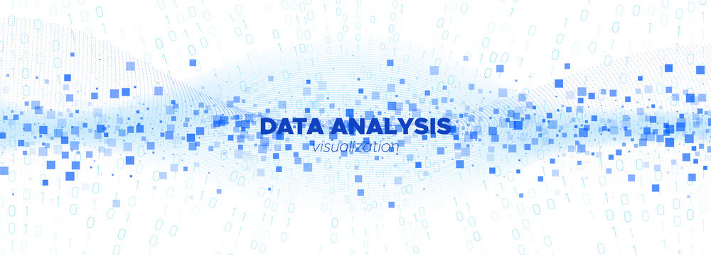 Matrix Digits. White Particle Background. Blue 