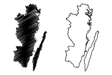 Kalmar County (Counties of Sweden, Kingdom of Sweden) map vector illustration, scribble sketch Kalmar map © danlersk