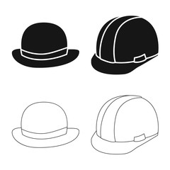 Isolated object of clothing and cap symbol. Collection of clothing and beret stock symbol for web.
