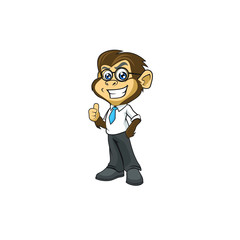 Smart monkey cartoon character vector format