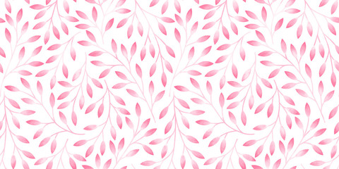 Fototapeta na wymiar Seamless pattern with stylized leaves. Watercolor hand drawn illustration.