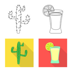 Isolated object of cafe and Latin icon. Collection of cafe and national stock symbol for web.