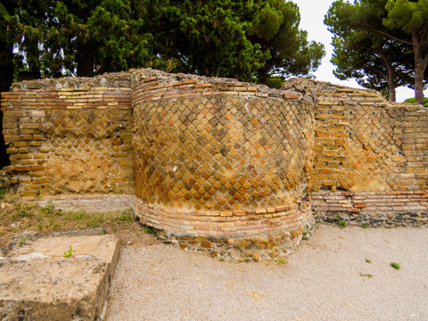 Opus Reticulatum, Ancient archaeological Roman site of Ostia Antica in Rome, Italy