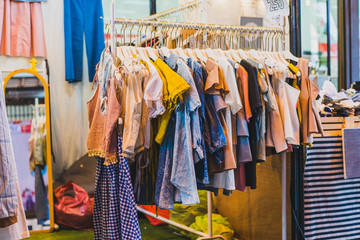 The clothes shop on the walkways at shopping mall