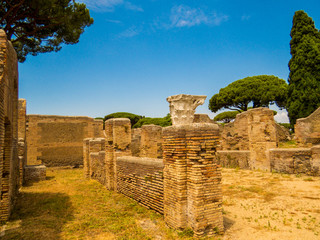 Ancient Roman Archaeological Site of Ostia Antica in Rome, Italy