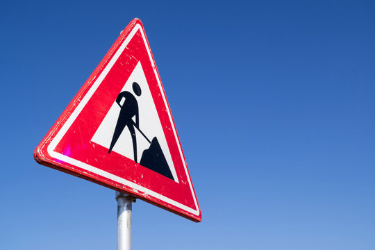 Dutch road sign: roadworks ahead