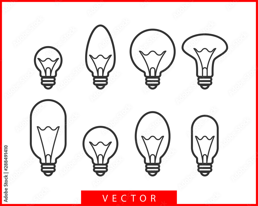 Poster light bulb icon vector. llightbulb idea logo concept. set lamps electricity icons web design element