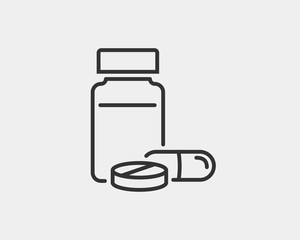 Medical icons vector. Pills and capsules icon medicine drug.