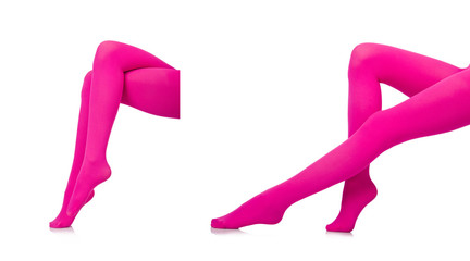 Woman legs in long stockings