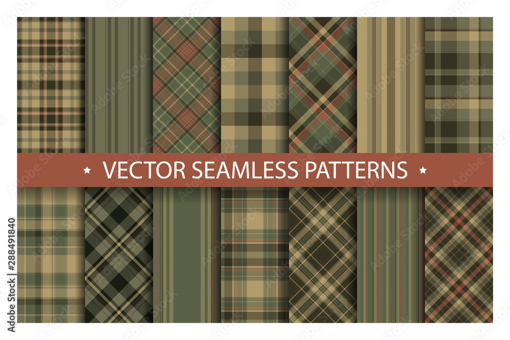 Aufkleber set plaid pattern seamless. tartan patterns fabric texture. checkered geometric vector background. s