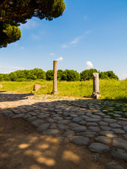 Ancient Roman Archaeological Site of Ostia Antica in Rome, Italy