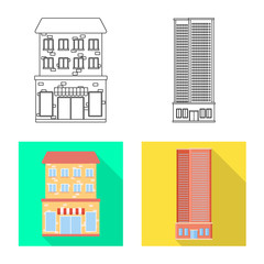 Vector design of municipal and center icon. Collection of municipal and estate vector icon for stock.