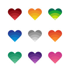 Heart icon set, symbol of love, valentine day design concept - Vector