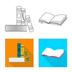 Isolated object of training and cover symbol. Set of training and bookstore stock vector illustration.