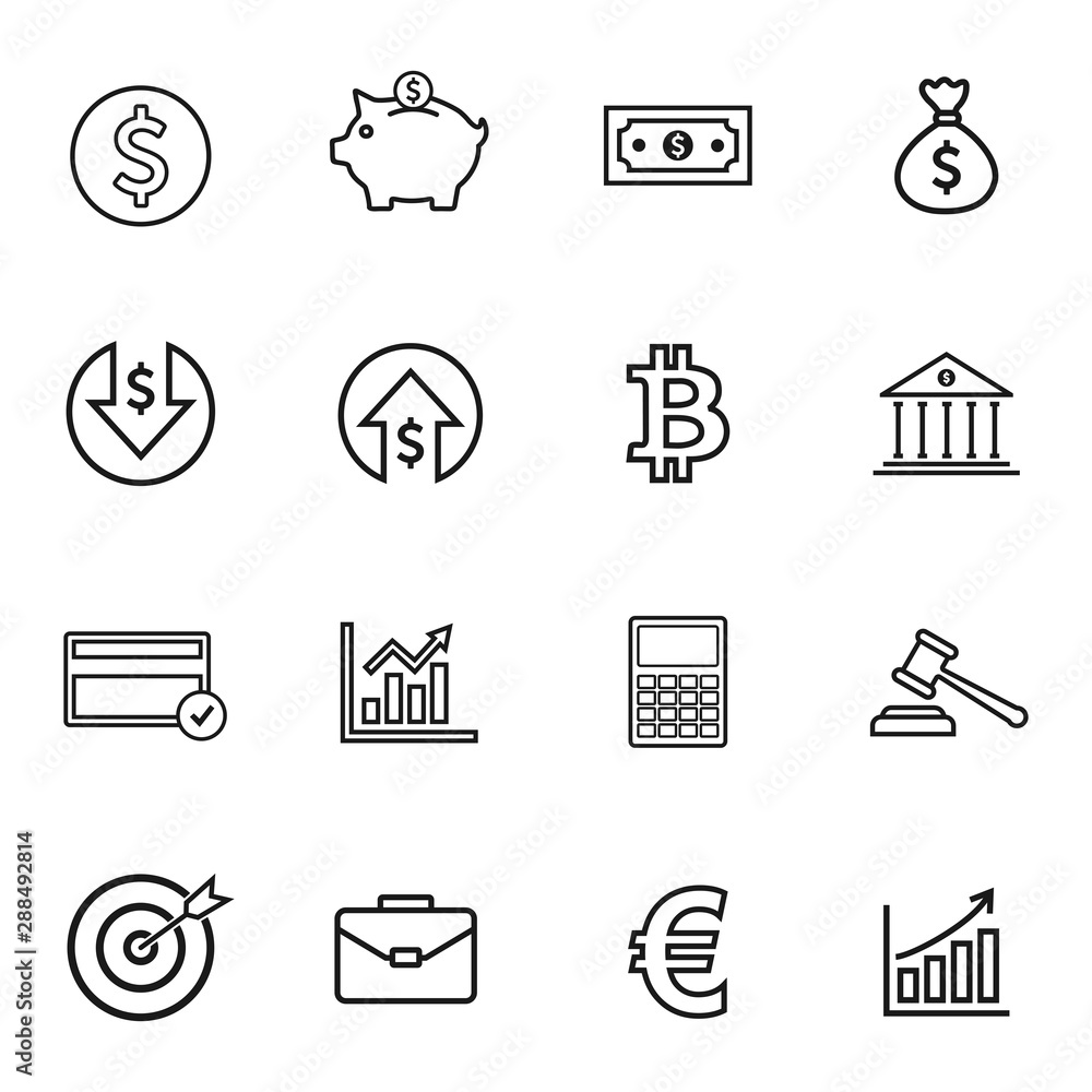 Poster money icon and finance icon set symbol vector. for web computer and mobile