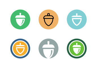 Oak acorn logo template, nuts and seeds icon set - Vector