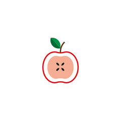 Vector illustration of apple. apple icon sliced half