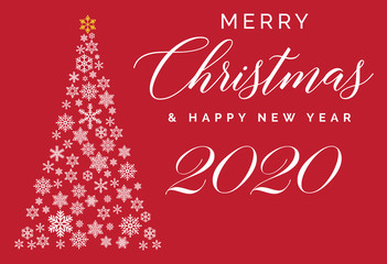 Obraz na płótnie Canvas Merry Christmas and Happy New Year 2020 lettering template. Greeting card or invitation. Winter holidays related typograph