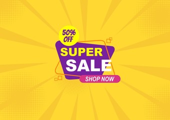 Super sale banner with yellow background