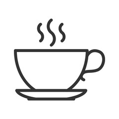 cup of coffe or tea outline vector icon isolated on white background. cup of coffe with smoke flat icon for web, mobile and user interface design. winter holidays concept