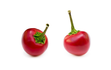 Red hot peppers isolated on white background
