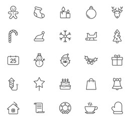 christmas outline vector icons set isolated on white background. christmas holiday flat icons for web, mobile and ui design.