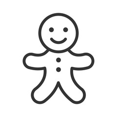 gingerbread outline vector icon isolated on white background. gingerbread man flat icon for web, mobile and user interface design. winter holidays concept
