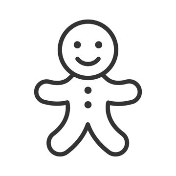 gingerbread outline vector icon isolated on white background. gingerbread man flat icon for web, mobile and user interface design. winter holidays concept