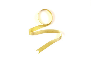 Golden ribbon isolated on white background.